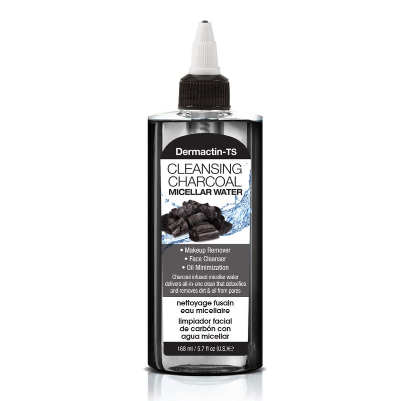 Dermactin-TS Cleansing Charcoal Micellar Water Makeup Remover - Face Cleanser and Oil Minimizer 5.7 Ounce - Image 1